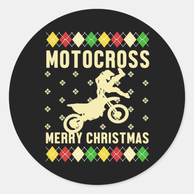 Adesivo Redondo Motocross Merry Christmas Ugly Xmas Motorcycle Gif (Frente)