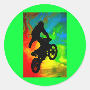 Adesivo Redondo Motocross na fusão solar