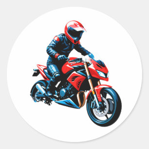 Adesivo Redondo 🏍️ Motoqueiro Elegante Clássico Velocidade Vintag