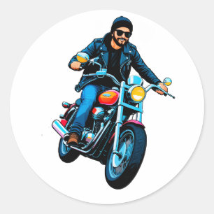 Adesivo Redondo Motoqueiro legal pilotando uma motocicleta