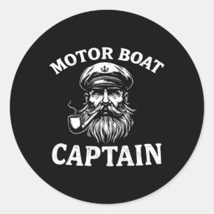 Adesivo Redondo Motor Boat Capitão Tee Funny Barco Outfit