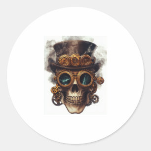 Adesivo Redondo Motor de Caveira Steampunk