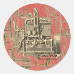 Adesivo Redondo Motor de gás K de Milwaukee Wisconsin do motor de