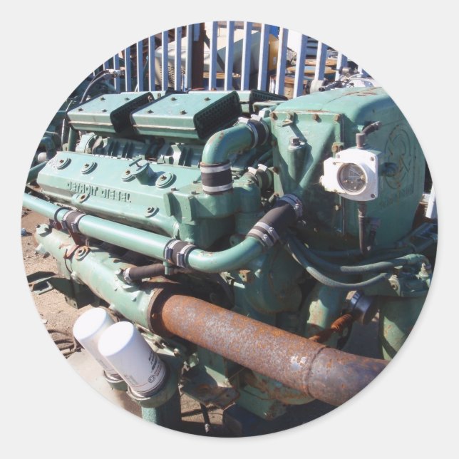 Adesivo Redondo Motor diesel marinho (Frente)