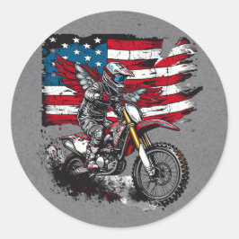 Adesivo Redondo Motorbike Estados Unidos Flag 00th Festa de aniver