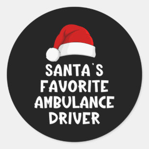 Adesivo Redondo Motorista de Ambulância Favorito do Papai Noel de