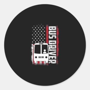 Adesivo Redondo motorista de ônibus bandeira americana citações en