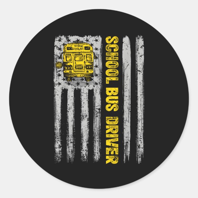 Adesivo Redondo Motorista de ônibus escolar Patriótico dos Estados (Frente)