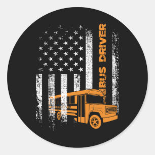 Adesivo Redondo Motorista de Ônibus Patriota Usa Bandeira American