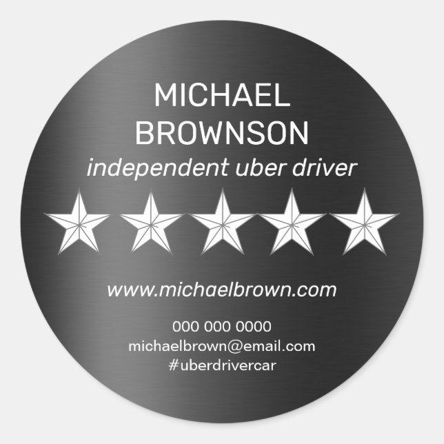 Adesivo Redondo Motorista independente de táxi de carro móvel (Frente)