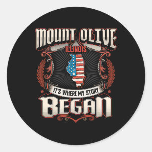 Adesivo Redondo Mount Olive Illinois EUA Bandeira 4 De Julho