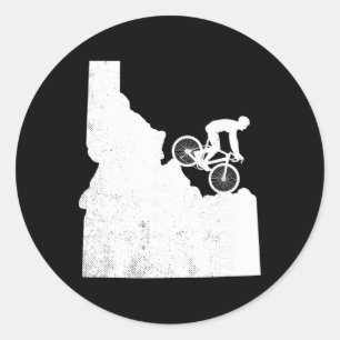 Adesivo Redondo Mountain Bike Mapa de Ciclismo Vintage Idaho Arte-
