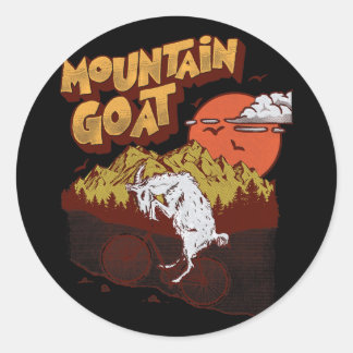 Adesivo Redondo Mountain Goat Funny Mountain Biking Goat Biker Vin