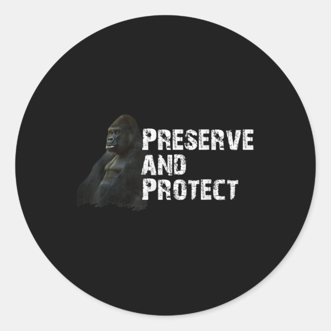 Adesivo Redondo Mountain Gorilla Environmental Protection Conserva (Frente)