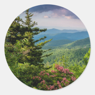 Adesivo Redondo Mountain Laurel ao Nascer do Sol