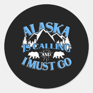 Adesivo Redondo Mountain Wild Bear Alaska Está Ligando E Eu Precis