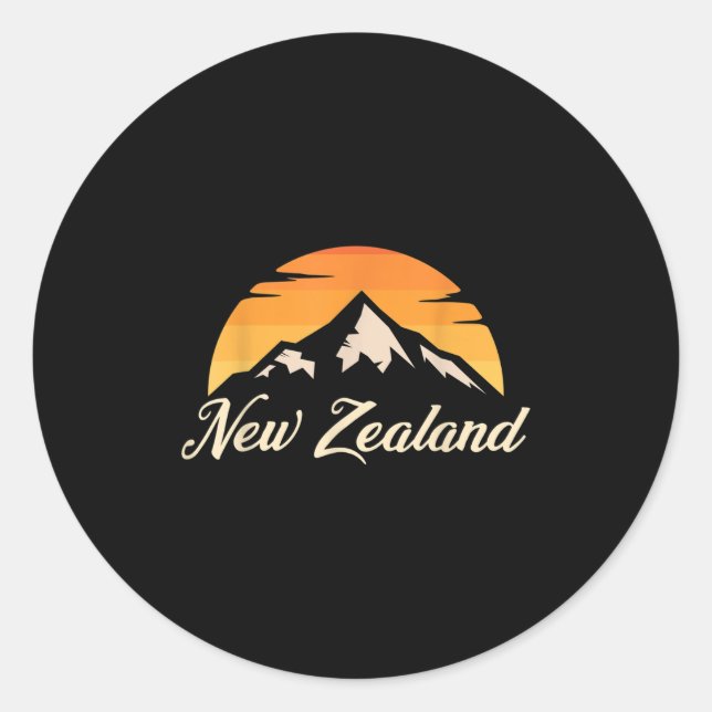 Adesivo Redondo Mountains Kiwi Rugby Lover Gift New Zealand  (Frente)