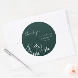 Adesivo Redondo Mounts Pine Tree Emerald Green Obrigado