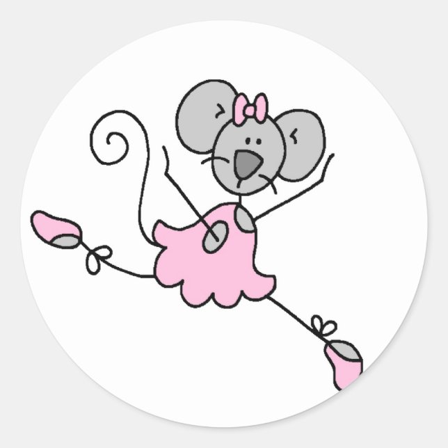 Adesivo Redondo Mouse Ballerina One Sticker (Frente)