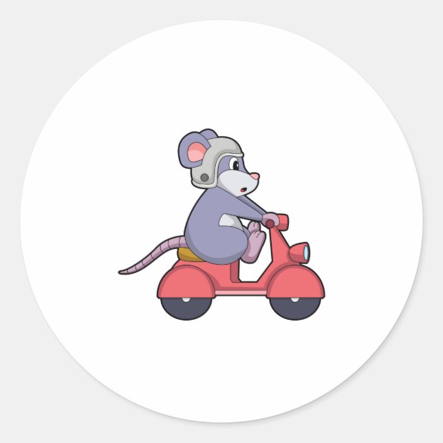 Adesivo Redondo Mouse como Biker com Patinete.PNG (Frente)
