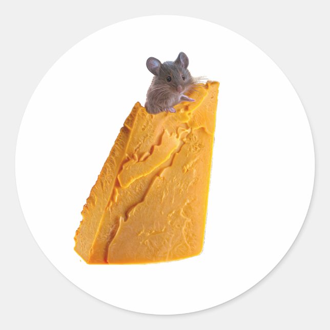 ADESIVO REDONDO MOUSE E QUEIJO EM VESTIDO (Frente)