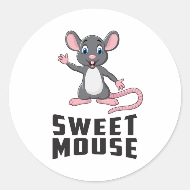 Adesivo Redondo Mouse Rat Animal Cheese Love Pet Cute Funny Gift (Frente)