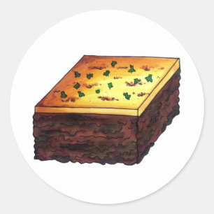 Adesivo Redondo Moussaka - Comida grega do Mediterrâneo - Batata