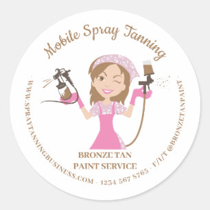 Adesivo Redondo Móvel Tanning Spray Body Paint Lady Boss