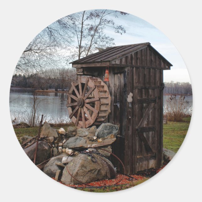 Adesivo Redondo Movendo sobre o banheiro (Frente)