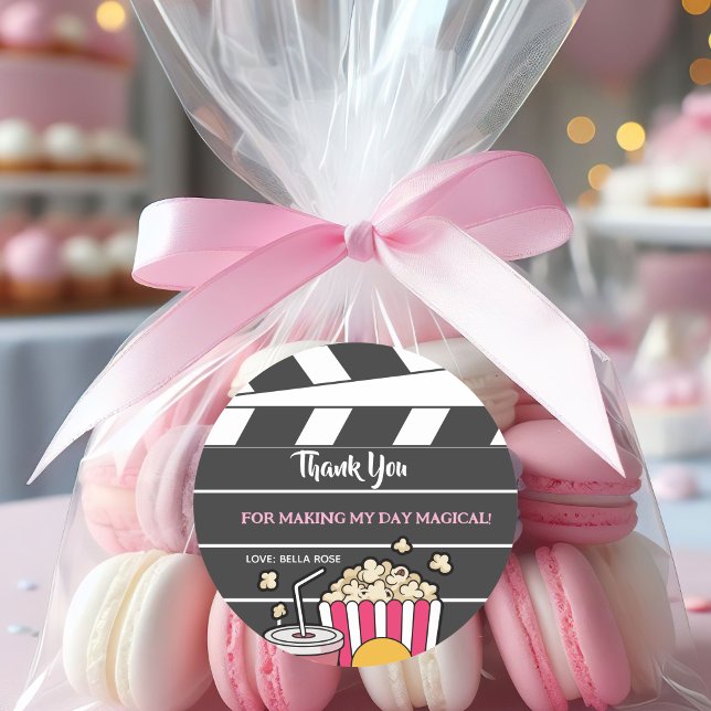 Adesivo Redondo Movie Night Birthday Party For Girls (Criador carregado)