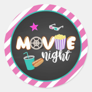 Adesivo Redondo Movie Night Sticker - Rapariga