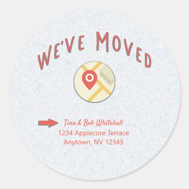 Adesivo Redondo Movimentamos o Mapa do Computador do Ícone do Pino (Frente)