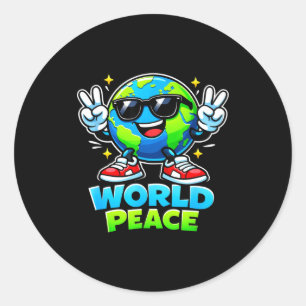 Adesivo Redondo Movimento Divertido e Fofo de Paz Mundial que Espa