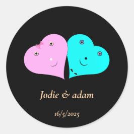 Adesivo Redondo mr & mrs coração
