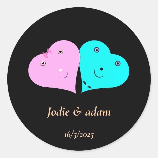 Adesivo Redondo mr & mrs coração (Frente)