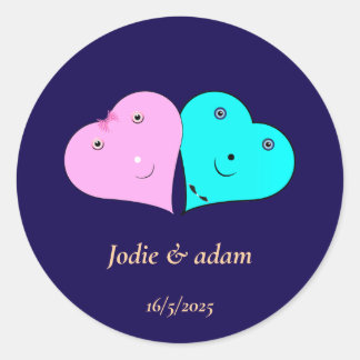 Adesivo Redondo mr & mrs coração