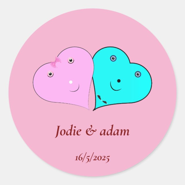 Adesivo Redondo mr & mrs coração (Frente)