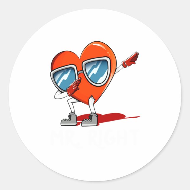 Adesivo Redondo Mr Right Valentines Day Humor Matching Couples 1  (Frente)