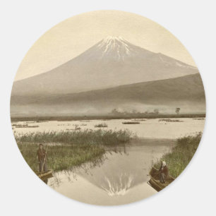 Adesivo Redondo Mt Fuji da fotografia do vintage de Kashiwabara