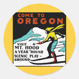 Adesivo Redondo Mt. HOOD OREGON - Viagens vintage