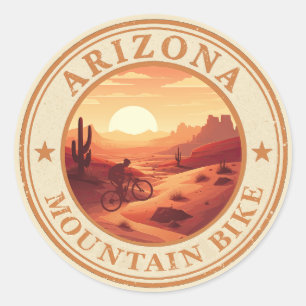 Adesivo Redondo Mtb Az Sedona - Bicicleta de Montanha do Arizona