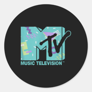 Adesivo Redondo MTV Pastel Memphis Gráfico Retro dos Anos 80