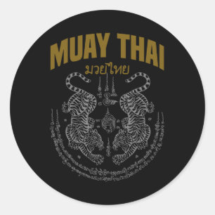 Adesivo Redondo Muay Thai Art Twin Tigers Muay Thai Fighter Mma Mã