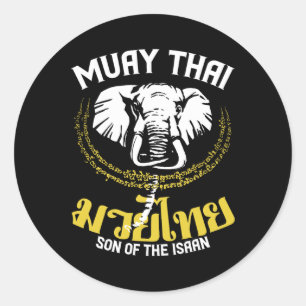 Adesivo Redondo Muay Thai Boxing Elephant Gift Artes Marciais