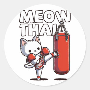 Adesivo Redondo Muay Thai Cat