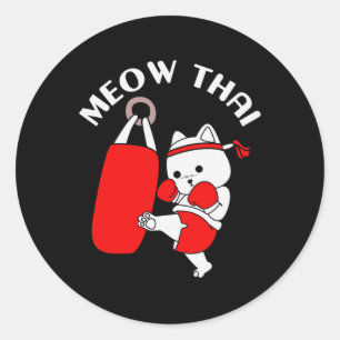 Adesivo Redondo Muay Thai Cat Meow Tailandês