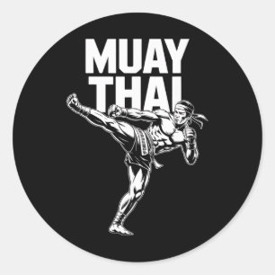 Adesivo Redondo Muay Thai Fighter Vintage Artes Marciais Tailandes