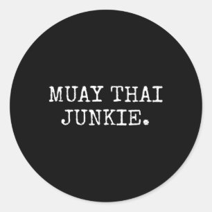 Adesivo Redondo Muay Thai Junkie Muay Tailandês Boxirts Homens Mul