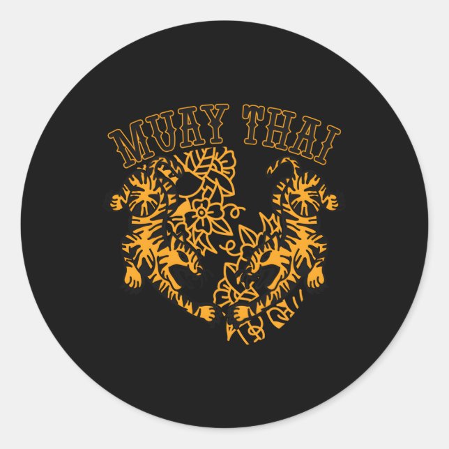 Adesivo Redondo Muay Thai Kick Boxando Tiger Thailand Mial Mma (Frente)