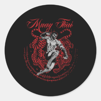 Adesivo Redondo Muay Thai Kickboxe Martial Art Fighter Thai Boxi